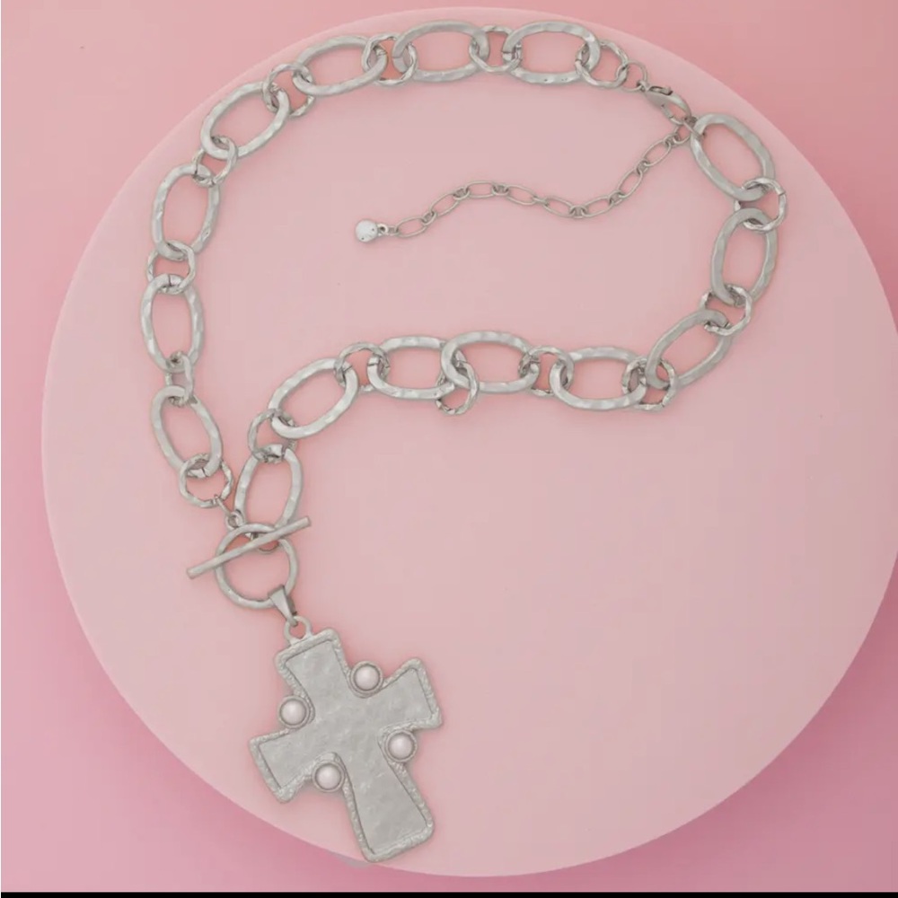Silver Chain Necklace with Cross Pendant